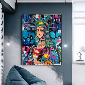 Statue Of Liberty Graffiti Canvas Wall Art-Wall Posters