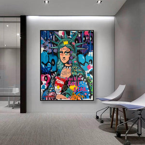 Statue Of Liberty Graffiti Canvas Wall Art-Wall Posters