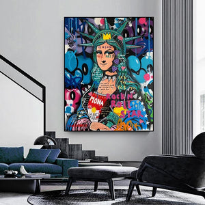Statue Of Liberty Graffiti Canvas Wall Art-Wall Posters