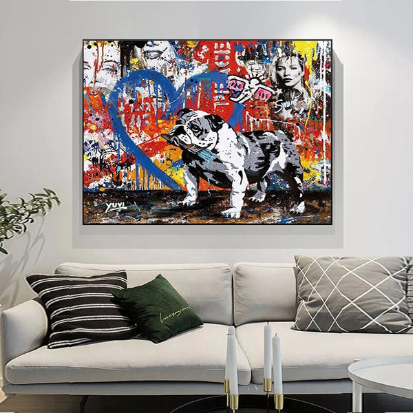 Street Graffiti Art Dog Canvas Wall Art-Wall Posters