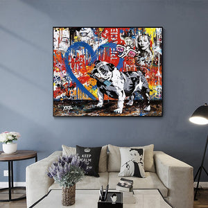 Street Graffiti Art Dog Canvas Wall Art-Wall Posters