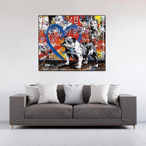 Street Graffiti Art Dog Canvas Wall Art-Wall Posters