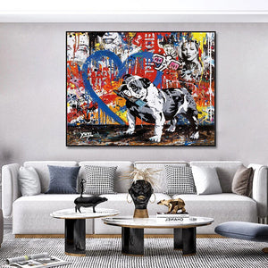 Street Graffiti Art Dog Canvas Wall Art-Wall Posters