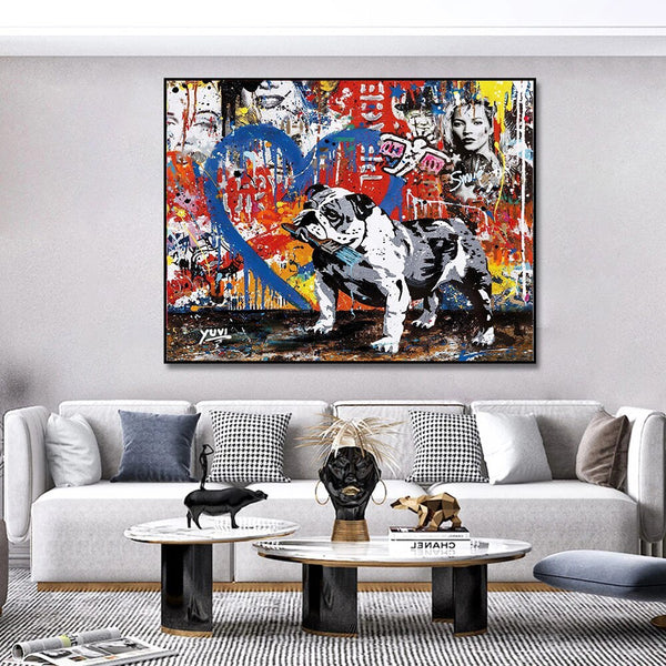 Street Graffiti Art Dog Canvas Wall Art-Wall Posters