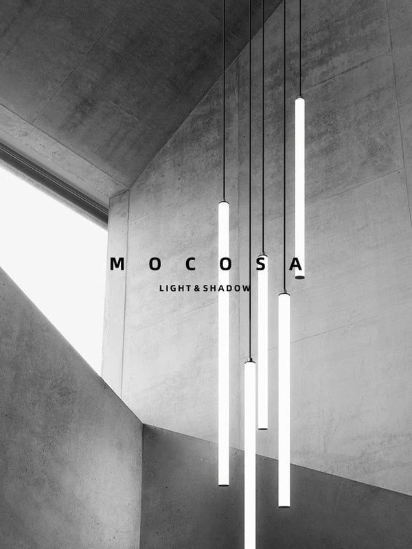 Strip Cylinders Chandelier - Sleek & Modern Lighting-Staircase Chandelier