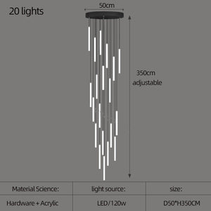 Strip Cylinders Chandelier - Sleek & Modern Lighting-Staircase Chandelier