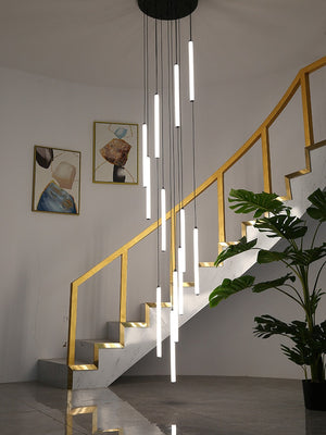 Strip Cylinders Chandelier - Sleek & Modern Lighting-Staircase Chandelier