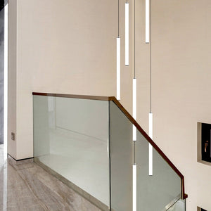 Strip Cylinders Chandelier - Sleek & Modern Lighting-Staircase Chandelier