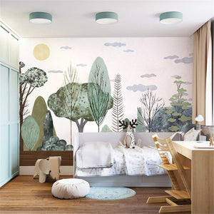 Sunlit Forest Serenity Wallpaper - Transform Your Space-Trees Wallpaper