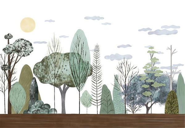 Sunlit Forest Serenity Wallpaper - Transform Your Space-Trees Wallpaper