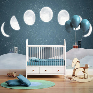 Sunrise to Sunset: Moon Timings Nursery Wallpaper-Kids Room Wallpaper