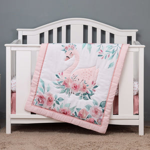 Swan Cot Bedding Set - Girls Baby Cot Accessories-Crib Bedding