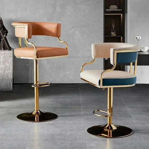 Swivel Leather Bar Stools Height Adjustable Kitchen Counter Stools-Bar Stools