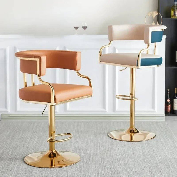 Swivel Leather Bar Stools Height Adjustable Kitchen Counter Stools-Bar Stools