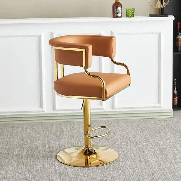 Swivel Leather Bar Stools Height Adjustable Kitchen Counter Stools-Bar Stools
