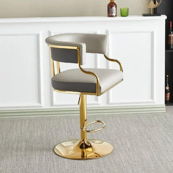 Swivel Leather Bar Stools Height Adjustable Kitchen Counter Stools-Bar Stools