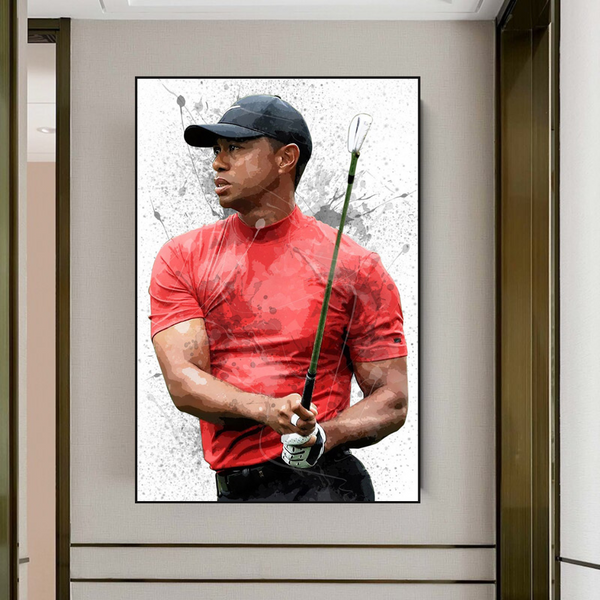 Tiger Woods Canvas Wall Art: Captivating Sports Memorabilia-Wall Posters