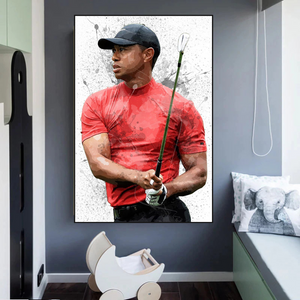 Tiger Woods Canvas Wall Art: Captivating Sports Memorabilia-Wall Posters