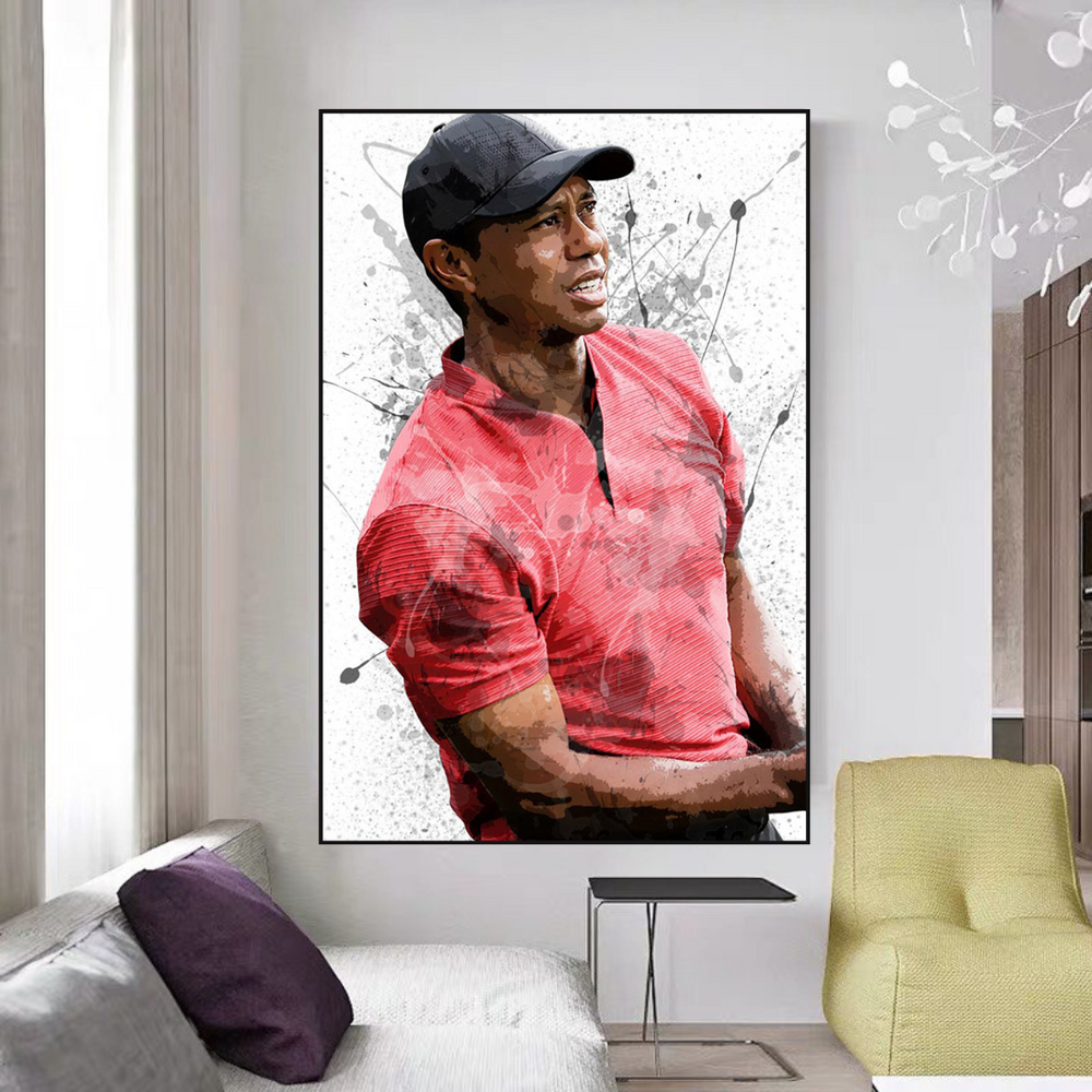 Tiger Woods Canvas Wall Art: Immersive Sports Decor-Wall Posters