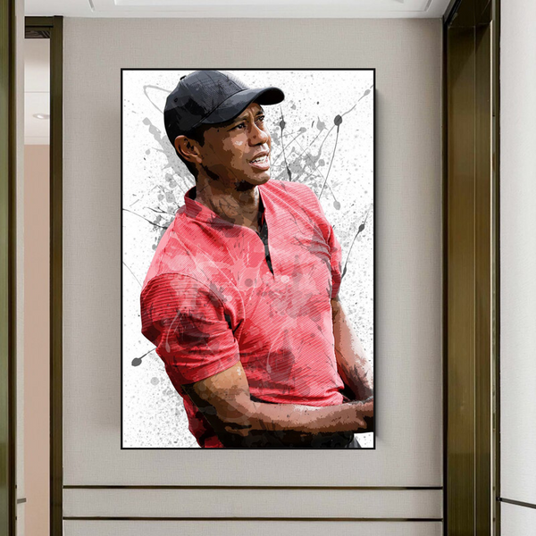 Tiger Woods Canvas Wall Art: Immersive Sports Decor-Wall Posters