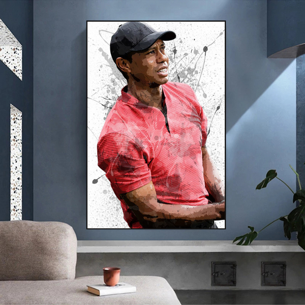 Tiger Woods Canvas Wall Art: Immersive Sports Decor-Wall Posters