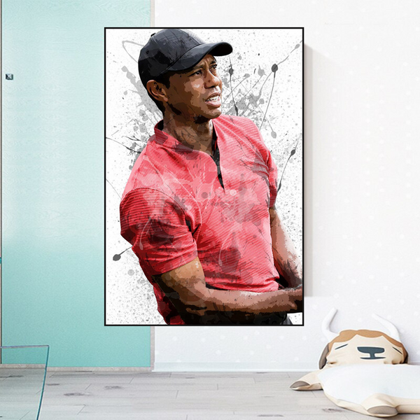 Tiger Woods Canvas Wall Art: Immersive Sports Decor-Wall Posters
