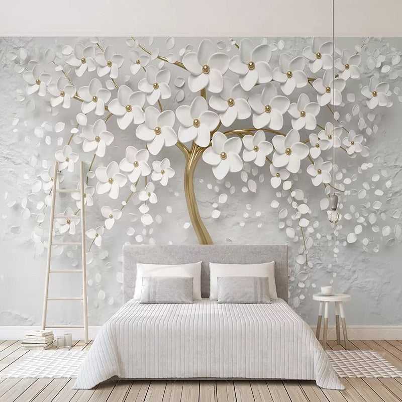 Tree with White Flowers Wallpaper - Stunning Nature Wall Art-Trees Wallpaper