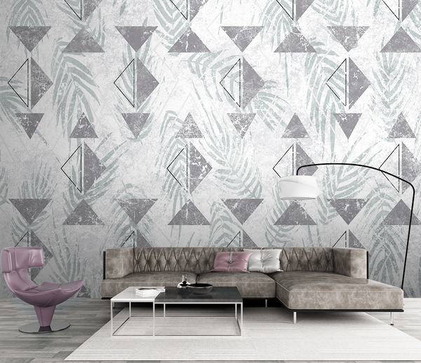 Triangular Pattern Leaves Wallpaper Murals-Geometric Shapes Wallpaper