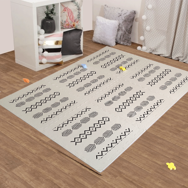 Tribal Design EVA Puzzle Mat Tiles – Soft Interlocking Foam Play Mat Set-Toddler Play Mats