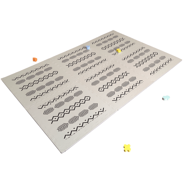 Tribal Design EVA Puzzle Mat Tiles – Soft Interlocking Foam Play Mat Set-Toddler Play Mats