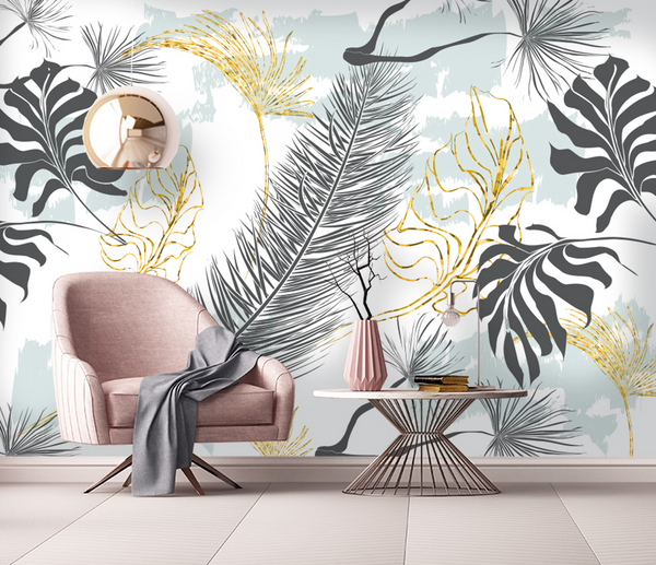 Tropical 3D Art - Leaves Wallpaper Mural-Flower & Leaf Wallpaper