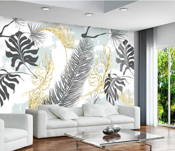 Tropical 3D Art - Leaves Wallpaper Mural-Flower & Leaf Wallpaper