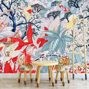 Tropical Colour of Life Wallpaper: Vibrant and Exotic-Flower & Leaf Wallpaper