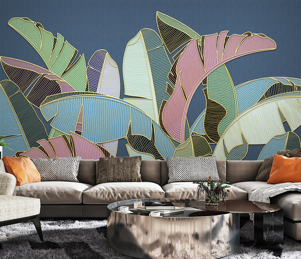 Tropical Coloured Leafs Wallpaper Murals-Flower & Leaf Wallpaper