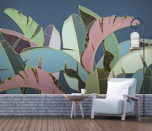 Tropical Coloured Leafs Wallpaper Murals-Flower & Leaf Wallpaper
