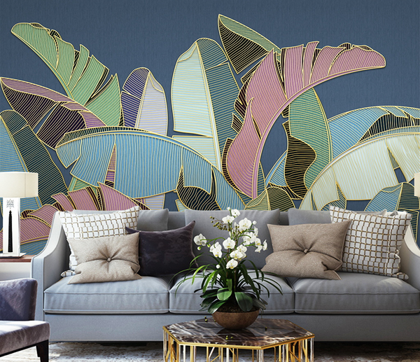 Tropical Coloured Leafs Wallpaper Murals-Flower & Leaf Wallpaper