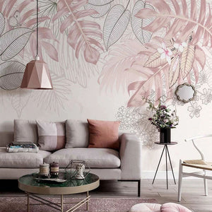 Tropical Plants Leaves Wallpaper: Vibrant Interiors-Flower & Leaf Wallpaper