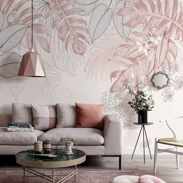 Tropical Plants Leaves Wallpaper: Vibrant Interiors-Flower & Leaf Wallpaper