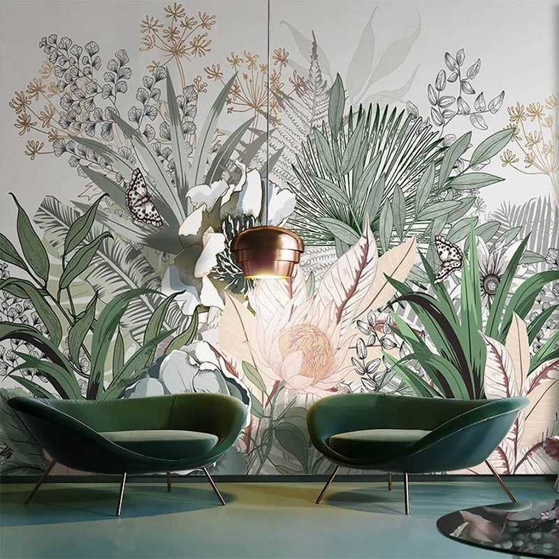 Tropical Plants Rainforest Palm Leaves Wallpaper Mural-Flower & Leaf Wallpaper