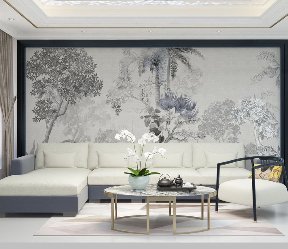 Tropical Sketch Theme: Tree Wallpaper Murals-Trees Wallpaper