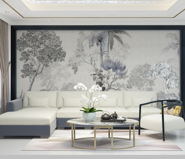 Tropical Sketch Theme: Tree Wallpaper Murals-Trees Wallpaper