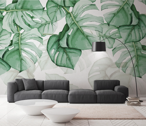 Tropical Wallpaper Mural: Fern Leaf Retro Theme-Flower & Leaf Wallpaper