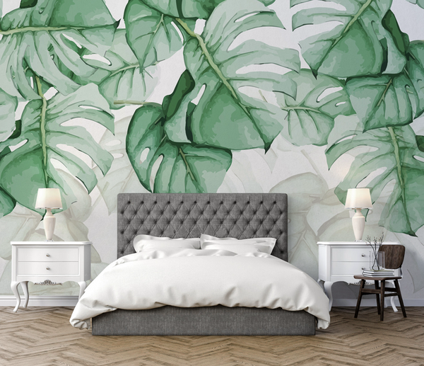 Tropical Wallpaper Mural: Fern Leaf Retro Theme-Flower & Leaf Wallpaper