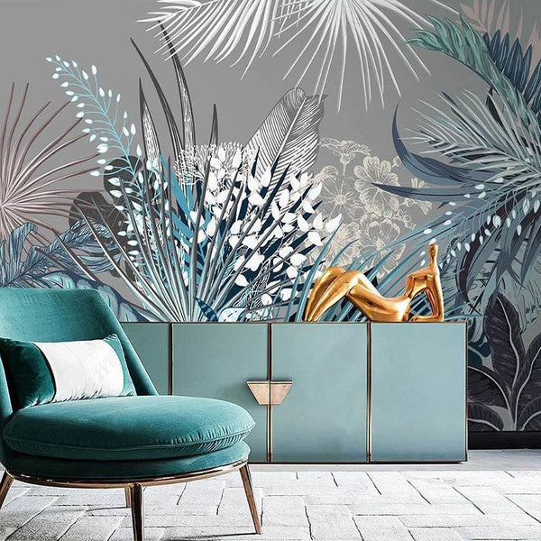 Tropical Wallpaper Mural - Lush Green Jungle Theme-Flower & Leaf Wallpaper