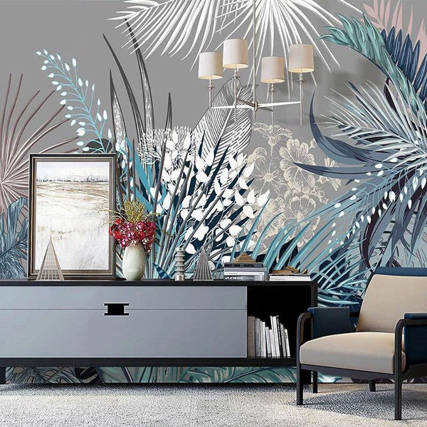 Tropical Wallpaper Mural - Lush Green Jungle Theme-Flower & Leaf Wallpaper