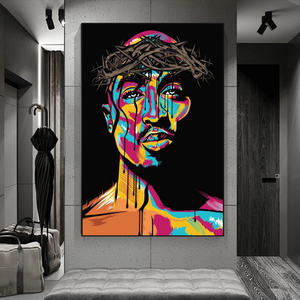 TuPac Singer Graffiti Colourful Canvas Wall Art-Wall Posters