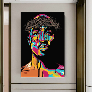 TuPac Singer Graffiti Colourful Canvas Wall Art-Wall Posters