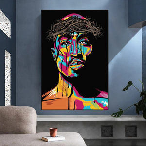 TuPac Singer Graffiti Colourful Canvas Wall Art-Wall Posters