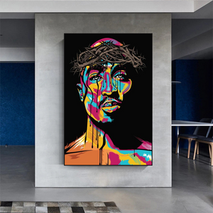 TuPac Singer Graffiti Colourful Canvas Wall Art-Wall Posters