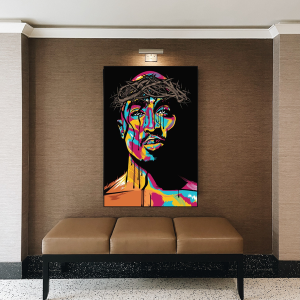 TuPac Singer Graffiti Colourful Canvas Wall Art-Wall Posters